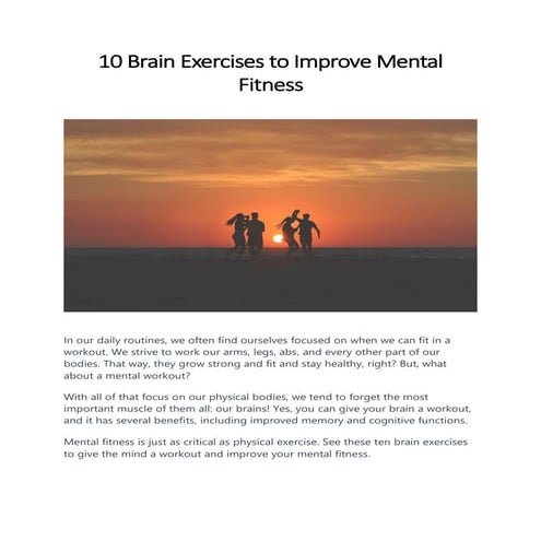 10 brain exercises to improve mental fitness