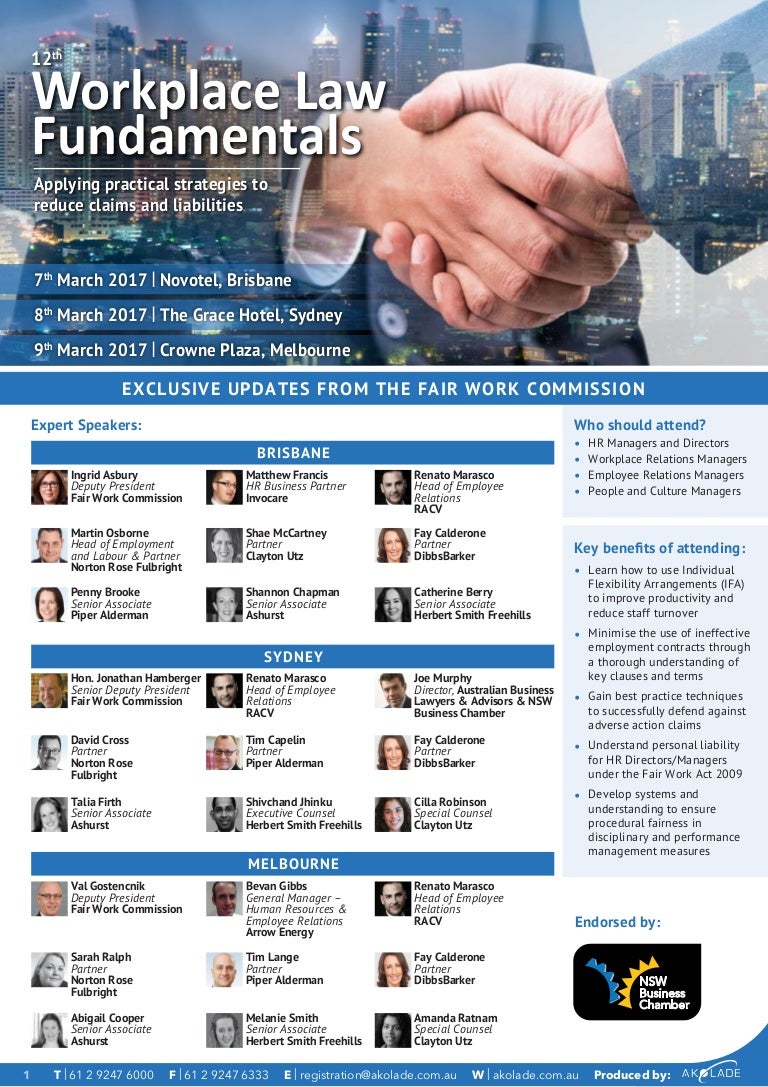LAW39 12th Workplace Law Fundamentals Roadshow