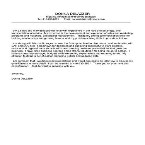 Donna DeLazzer, Sales Marketing Professional