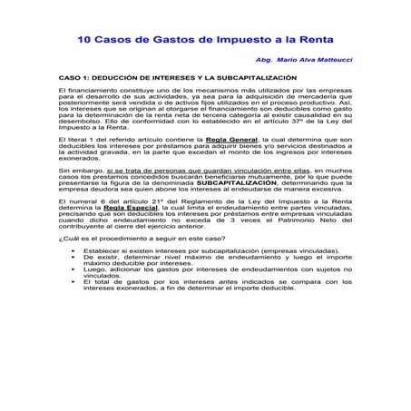 10 casos del impuesto a la renta | PDF