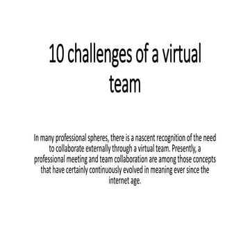 10 challenges of a virtual team