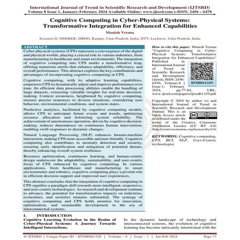 Cognitive Computing in Cyber Physical Systems Transformative Integration for ...