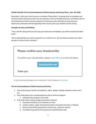 Notes to The Ten Commandments of Online Security and Privacy