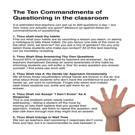 The Ten Commandments of Questioning in the Classroom