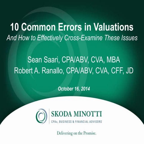 10 Common Errors in Valuation