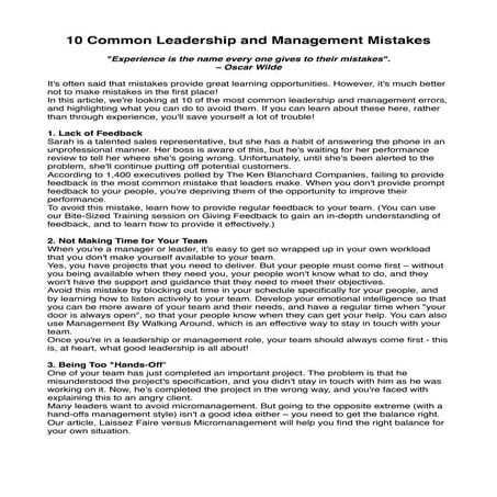 10 common leadership and management mistakes copy