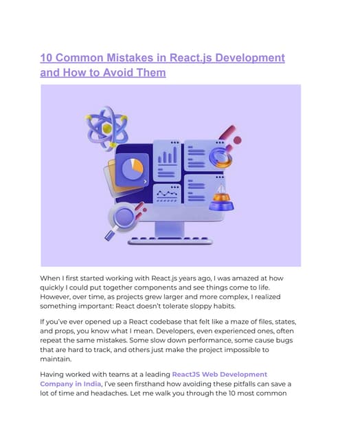 10 Common Mistakes in React.js Development and How to Avoid Them | PDF