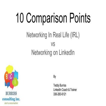 10 comparison points   Networking In Real Life vs Networking on LinkedIn
