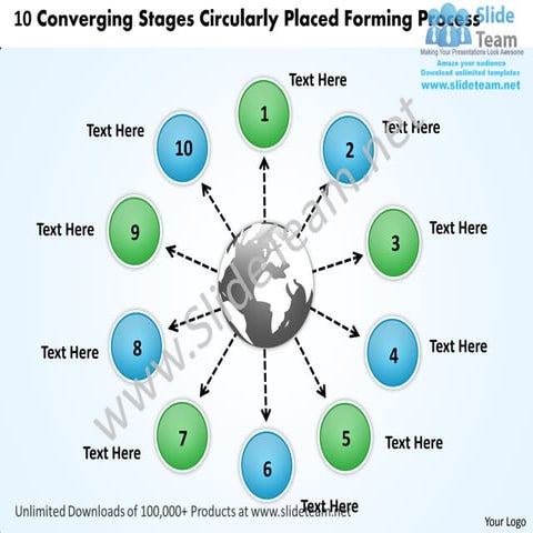 10 converging stages circularly placed forming process charts and power point...