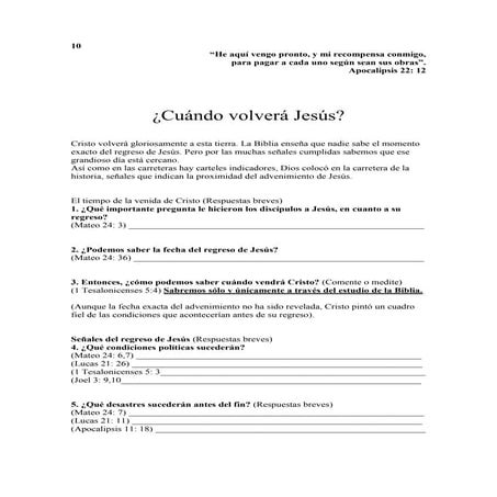10/23 – ¿Cuándo volverá Jesús? – CURSO BÍBLICO – LA BIBLIA HABLA | PDF