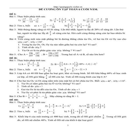 10 de on toan 6 cuoi nam