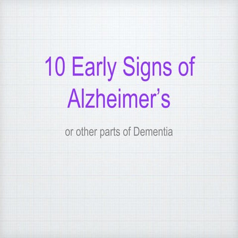 Know the 10 Signs of Alzheimer's | PPTX