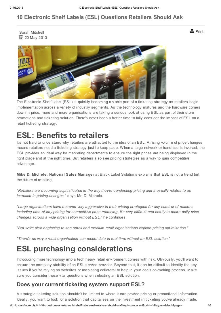 10 Electronic Shelf Edge Label (ESL) Questions Retailers Should Ask
