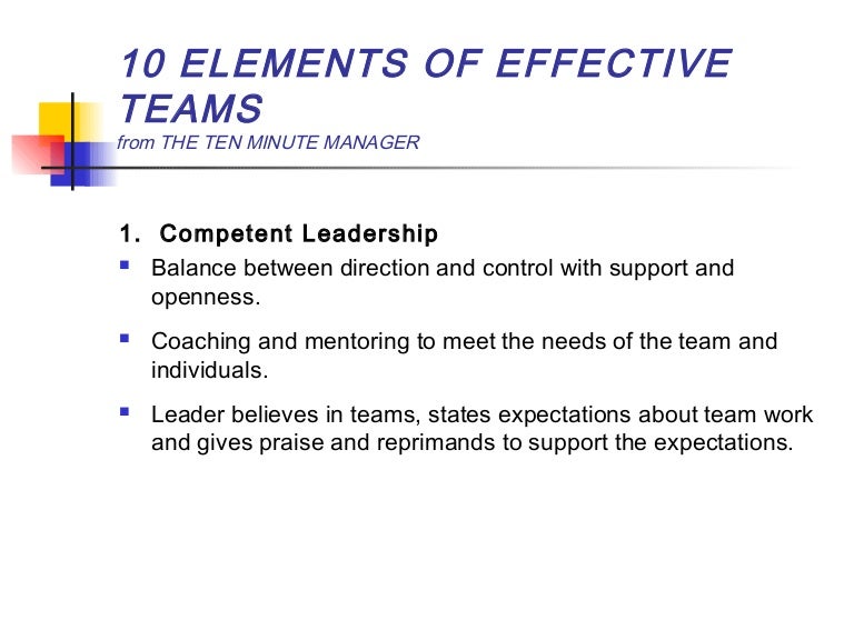 10 elements of effective teams