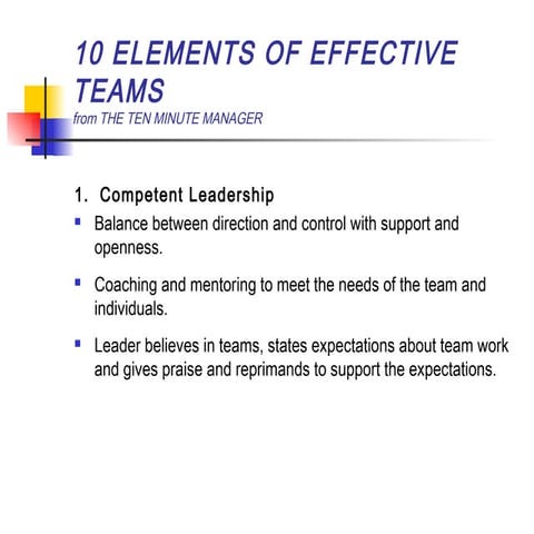 10 elements of effective teams