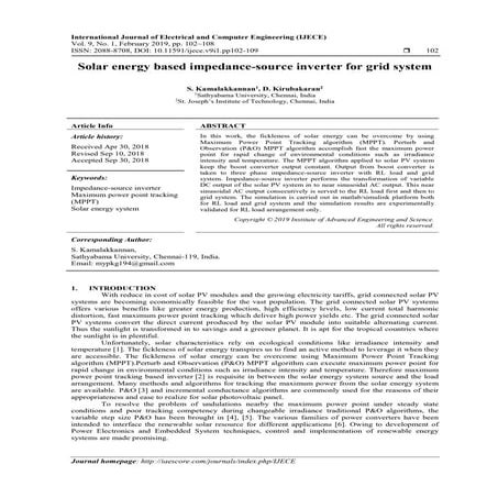 Solar energy based impedance-source inverter for grid system