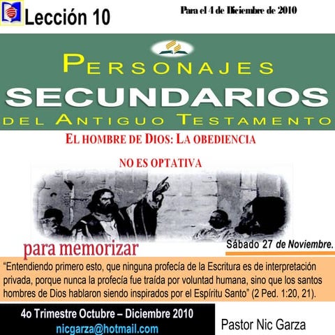 10 Escuela Sabatica El hombre de Dios la obediencia no es optativa powerpoint...
