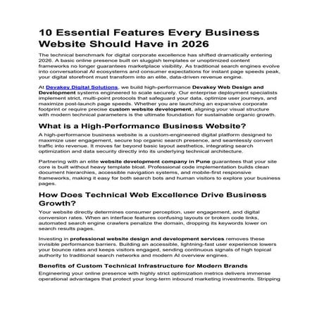 10 Essential Features for High-Performance Business Websites in 2026 | PDF