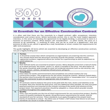 10 Essentials For An Effective Construction Contract