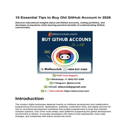 Top 19 Expert Services to Buy GitHub Account in 2026 | PDF