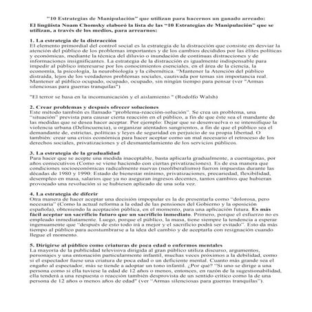 10 estrategias de manipulación segun noam chomsky