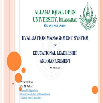 Evaluation Management System in Educational Leadership and Management