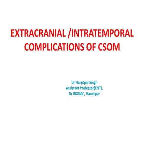 EXTRACRANIAL /INTRATEMPORAL COMPLICATIONS OF CSOM