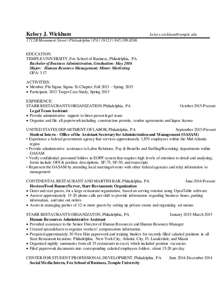 food runner resume sample