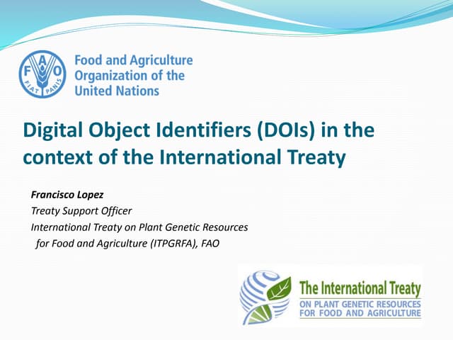 Digital Object Identifiers (DOIs) in the context of the International Treaty