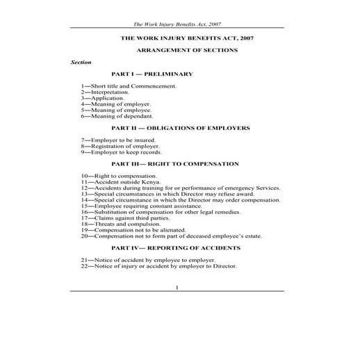 WORK INJURY BENEFITS ACT 2007 | PDF | First Aid | Injuries