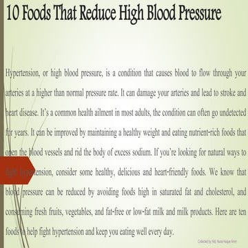 10 foods that reduce high blood pressure | PPTX