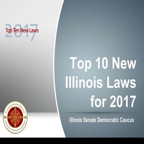 Illinois Senate Democratic Caucus Top Ten New Laws for 2017