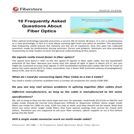 10 frequently asked questions about fiber optics