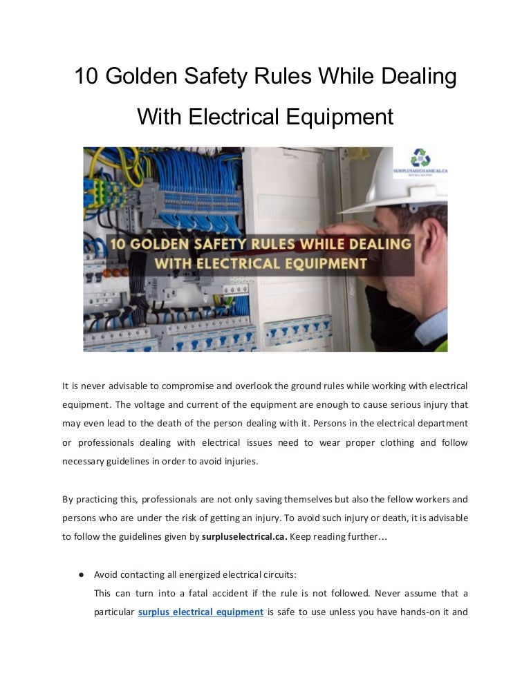 10 golden safety rules while dealing with electrical equipment