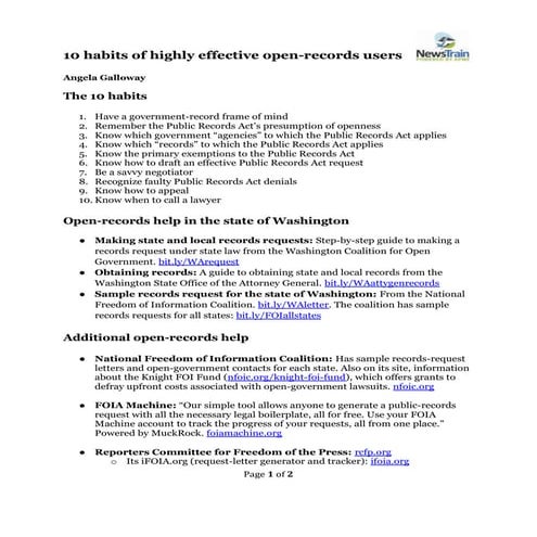 10 habits of highly effective open-records users - Angela Galloway - Seattle ...