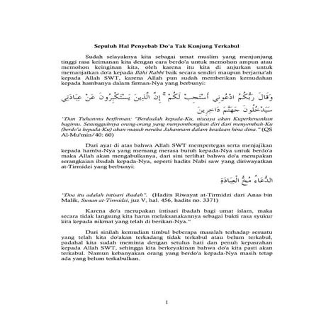 10 hal penyebab doa tak terkabul