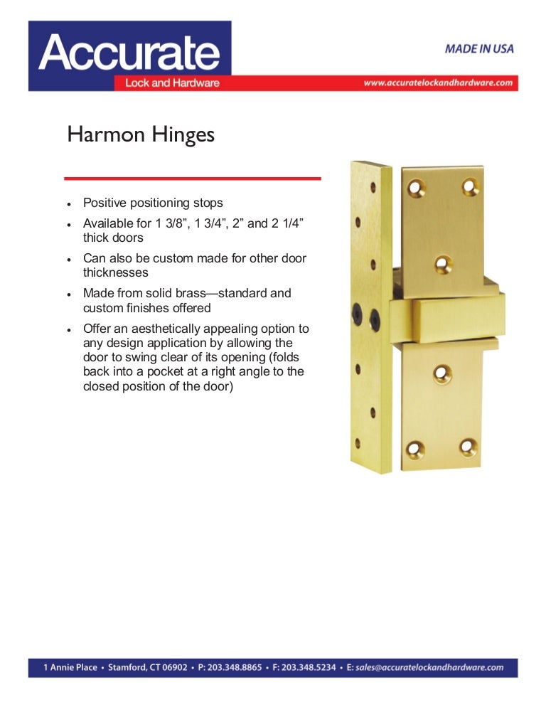 Harmon Hinges (aka pocket pivot hinges)