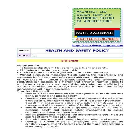 Health And Safety Policy