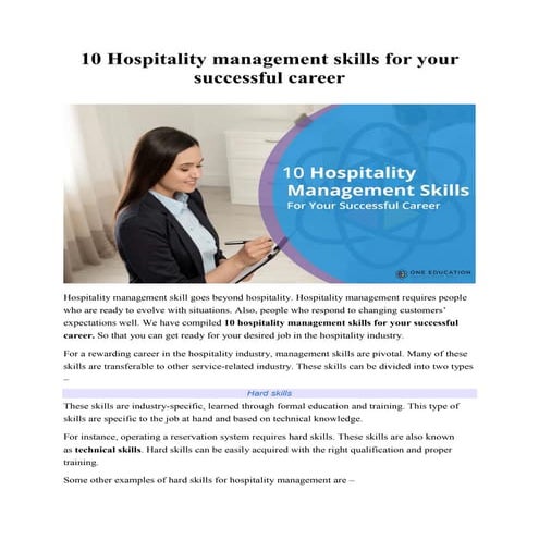 10 hospitality management skills for your successful career