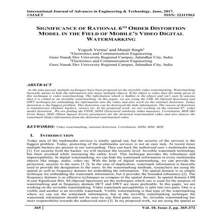 SIGNIFICANCE OF RATIONAL 6TH ORDER DISTORTION MODEL IN THE FIELD OF MOBILE’S ...