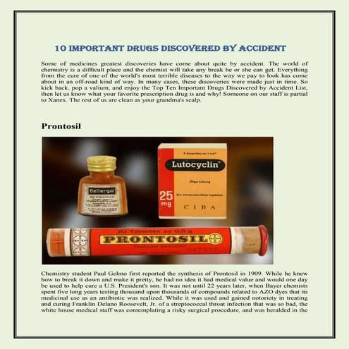 10 important drugs discovered by accident