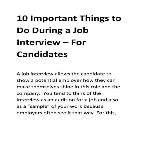 10 important things to do during a job interview – for candidates