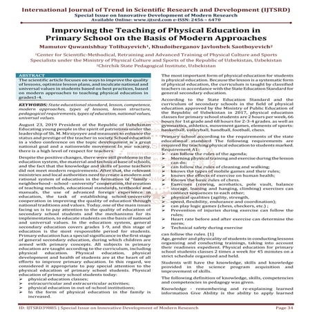 A Review on the Challenges of Teaching Physical Education | PDF