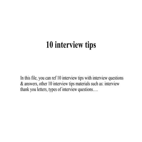 10 interview tips