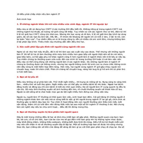 10 điều phải chấp nhận nếu làm ngành it