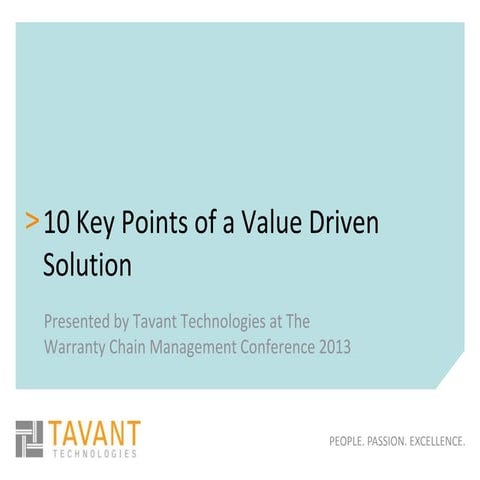 10 Key Points of a Value Driven Solution by Tavant Technologies