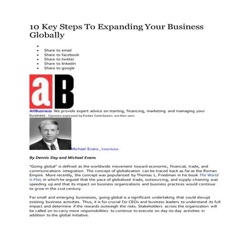 10 key steps to expanding your business globally | PDF