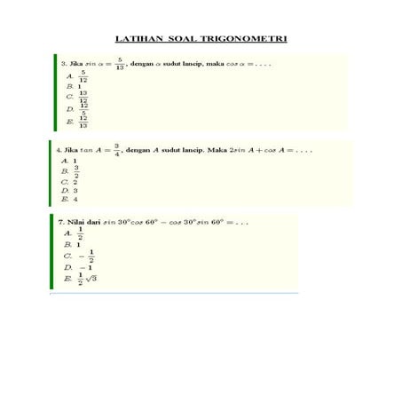 10 latihan soal trigonometri