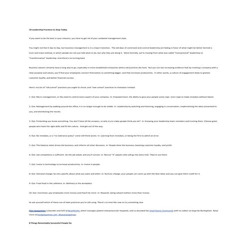 10 leadership practices to stop today