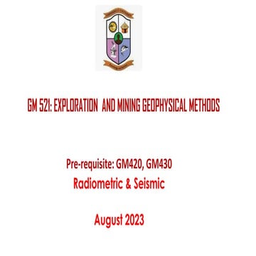 EXPLORATION AND MINING GEOPHYSICS ON RADIOMETRIC AND SEISMIC | PDF
